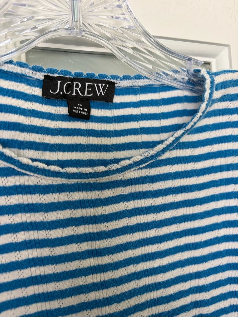 J. Crew Blue and White Striped Short Sleeve Tee